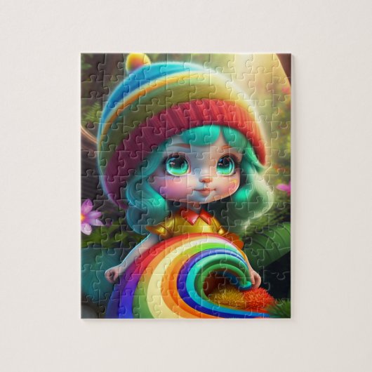ヘアカラフル小さな女の子 ジグソーパズル (縦)