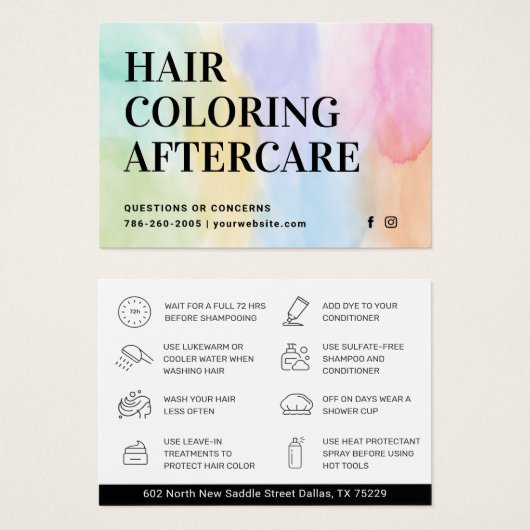 ヘアカラーアフターケアの名刺 (正面&裏面)