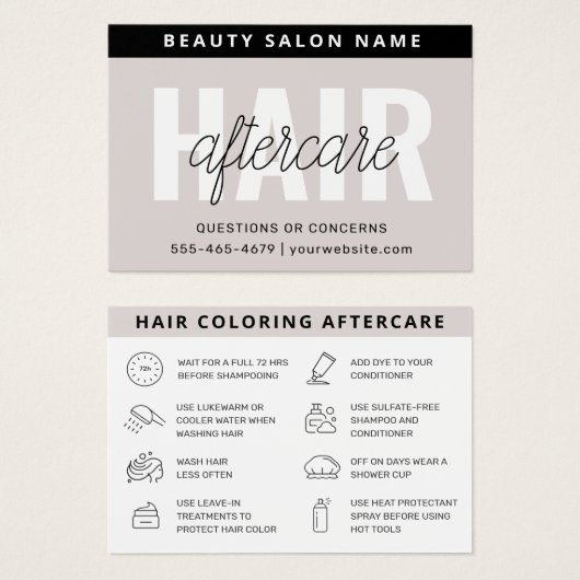 ヘアカラーアフターケアの名刺 (正面&裏面)