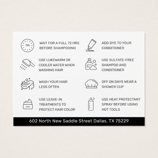 ヘアカラーアフターケアの名刺 (裏面)