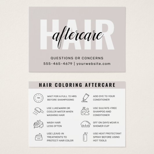 ヘアカラーアフターケアの名刺 (正面&裏面)