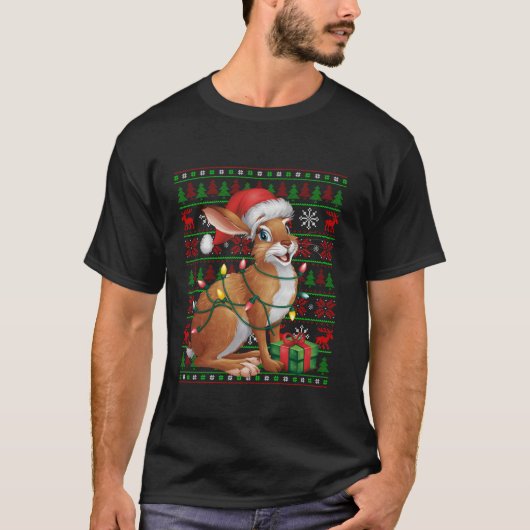 ヘアクリスマスライト醜いサンタハットハレクリスマスクリスマスT S Tシャツ (正面)