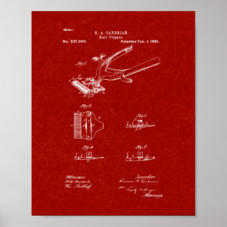 ヘアクリッパー特許 – ブルゴーニュ赤 ポスター