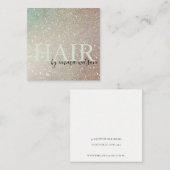 ヘアグリッターグリーンピンクアクアシャイニーきらめく スクエア名刺 (正面/裏面)