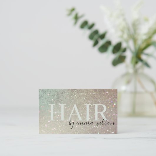ヘアグリッターグリーンピンクアクアシャイニーきらめく 名刺 (スタンド正面)