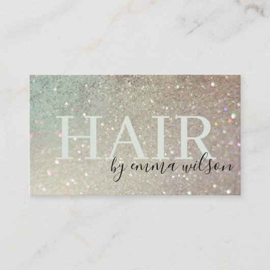 ヘアグリッターグリーンピンクアクアシャイニーきらめく 名刺 (正面)