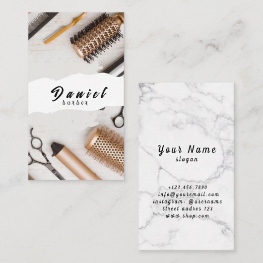 ヘアグルス – すべてのデザインで工芸を見せる 名刺 (正面/裏面)