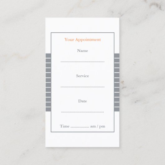 ヘアサロンとアポイントメント名刺 予約カード (裏面)