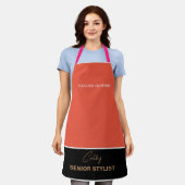 ヘアサロンの会社名と従業員タイトル エプロン (着用した状態)