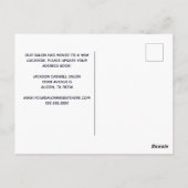 ヘアサロンの移動アナウンスのスタイリストの新しいアドレス ポストカード (裏面)