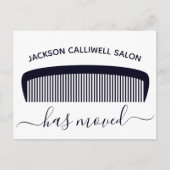 ヘアサロンの移動アナウンスのスタイリストの新しいアドレス ポストカード (正面)