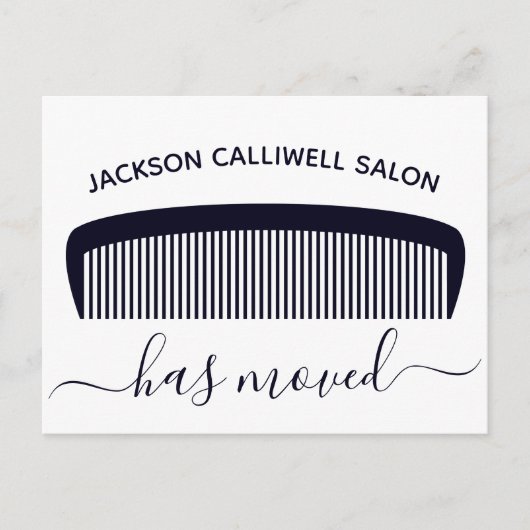 ヘアサロンの移動アナウンスのスタイリストの新しいアドレス ポストカード (正面)