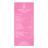 ヘアサロンはさみダークピンクサービス価格一覧 ラックカード (正面)