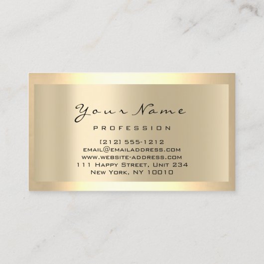 ヘアサロンまつげ延長メイクアップアーティスト金ゴールド 名刺 (裏面)