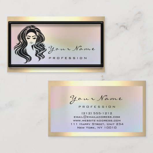 ヘアサロンまつ毛エクステンション化粧ホログラフィック 名刺 (正面/裏面)