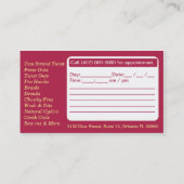 ヘアサロンアフリカ系アメリカ人スタイリスト名刺 予約カード (裏面)