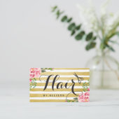 ヘアサロンアポイントメントカードトレンディーストライプ金ゴールド 予約カード (スタンド正面)