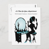 ヘアサロンアポイントメントリマインダティール(緑がかった色)女の子らしい女の子 ポストカード (正面/裏面)