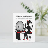 ヘアサロンアポイントメントリマインダーレッドシューズウーマン ポストカード (スタンド正面)