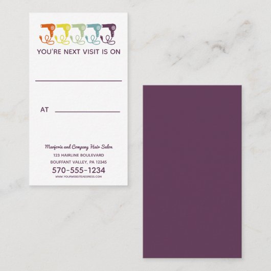 ヘアサロンアポイントメントリマインダーレトロレインボー 名刺 (正面/裏面)