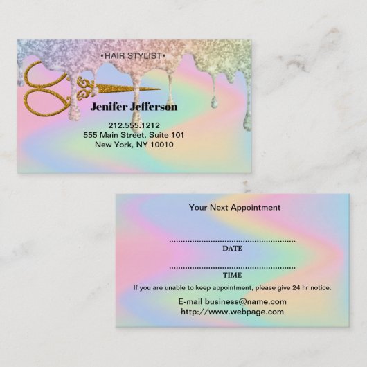 ヘアサロンアポイントメント名刺 予約カード (正面/裏面)