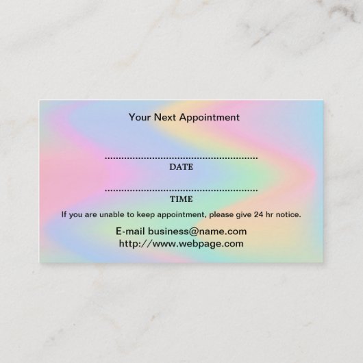 ヘアサロンアポイントメント名刺 予約カード (裏面)