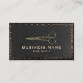 ヘアサロンアンティークシザーヴィンテージレザー&メタル 名刺 (正面)