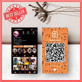 ヘアサロンインスタグラムオレンジ |ソーシャルメディアQRコード 名刺