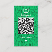 ヘアサロンインスタグラムグリーン |ソーシャルメディアQRコード 名刺 (裏面)