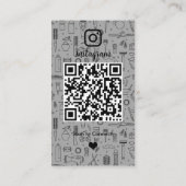 ヘアサロンインスタグラムグレイ |ソーシャルメディアQRコード 名刺 (裏面)