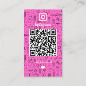 ヘアサロンインスタグラムピンク |ソーシャルメディアQRコード 名刺 (裏面)