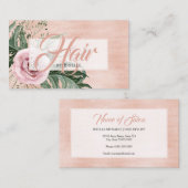 ヘアサロンエレガントピンクローズグリッツタイポグラフィ 名刺 (正面/裏面)
