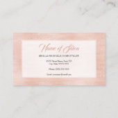 ヘアサロンエレガントピンクローズグリッツタイポグラフィ 名刺 (裏面)