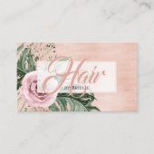 ヘアサロンエレガントピンクローズグリッツタイポグラフィ 名刺 (正面)