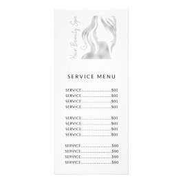 ヘアサロンエレガントロゴシルバーホワイトサービスメニュー ラックカード
