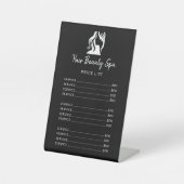 ヘアサロンエレガント白黒のサービスメニュー 台座サイン (正面)