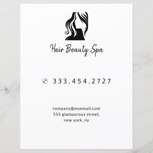 ヘアサロンエレガント白黒サービスメニューフライヤー (裏面)