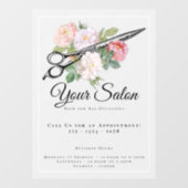 ヘアサロンオープンアワーズピンクローズライトグレー ウィンドウサイン (シート)