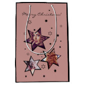 ヘアサロンカスタムフォトスタークリスマス ミディアムペーパーバッグ (正面)