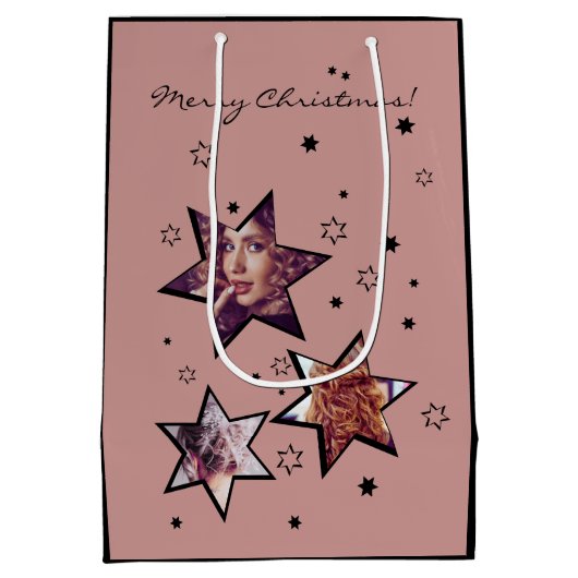 ヘアサロンカスタムフォトスタークリスマス ミディアムペーパーバッグ (裏面)