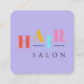 ヘアサロンカラフルタイポグラフィモダンヘアスタイリスト スクエア名刺 (正面)