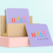 ヘアサロンカラフルタイポグラフィモダンヘアスタイリスト スクエア名刺