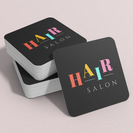 ヘアサロンカラフルタイポグラフィモダンヘアスタイリスト スクエア名刺