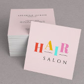 ヘアサロンカラフルタイポグラフィモダンヘアスタイリスト スクエア名刺