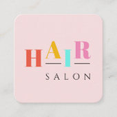 ヘアサロンカラフルタイポグラフィモダンヘアスタイリスト スクエア名刺 (正面)