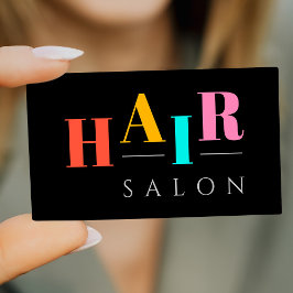 ヘアサロンカラフルタイポグラフィモダン美容師 名刺