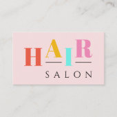 ヘアサロンカラフルタイポグラフィモダン美容師 名刺 (正面)