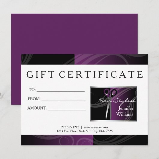 ヘアサロンギフトカード (正面/裏面)