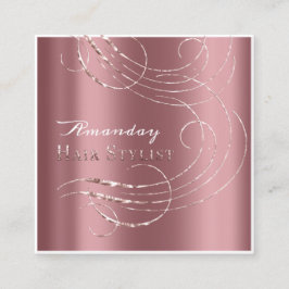 ヘアサロンサロンアポイントメントカードピンクエレガント スクエア名刺