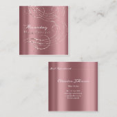 ヘアサロンサロンアポイントメントカードピンクエレガント スクエア名刺 (正面/裏面)